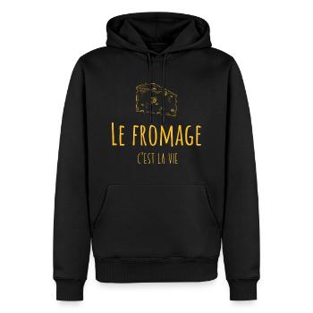 Le fromage c'est la vie | amateur de fromage - Sweat à capuche Premium bio Homme - noir - Devant - Nico (187cm)