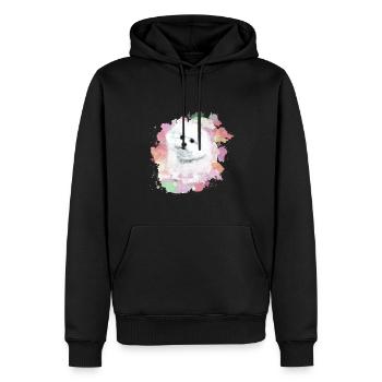 bichon frisé, maltais, chien, aquarelle, aquarelle - Sweat à capuche Premium bio Homme - noir - Devant - Nico (187cm)