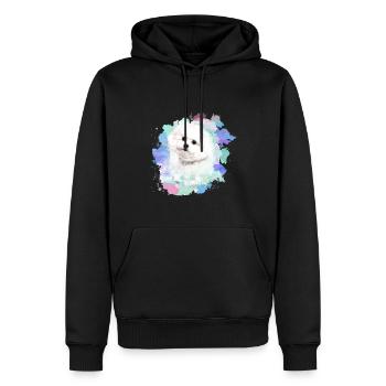 bichon frisé, maltais, chien, aquarelle, aquarelle - Sweat à capuche Premium bio Homme - noir - Devant - Nico (187cm)