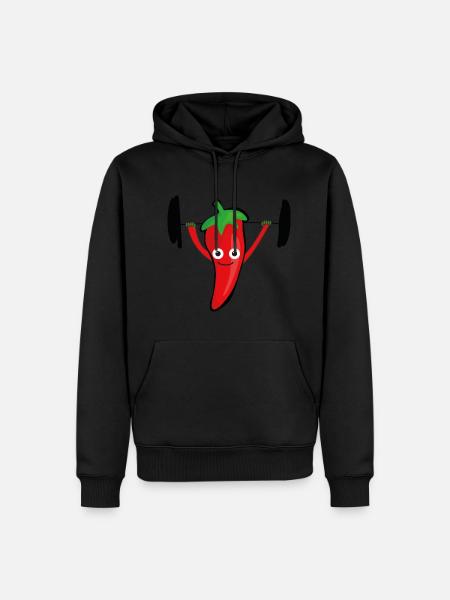 Peppers,chilli,fitness,lifting weights - Men’s Premium Organic Hoodie - black