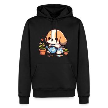 Chien jardinage chiot jardinière Tee graphique - Sweat à capuche Premium bio Homme - noir - Devant - Nico (187cm)
