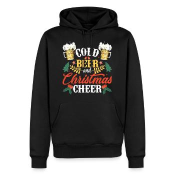Christmas Cheer & Cold Beer Funny Beer Lover Gift - Men’s Premium Organic Hoodie - black - Front - Nico (187cm)
