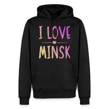 I Love Minsk - Männer Premium Bio Hoodie - Schwarz - Vorne - Nico (187cm)