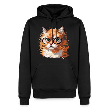 Chat Pixel Art - Sweat à capuche Premium bio Homme - noir - Devant - Nico (187cm)