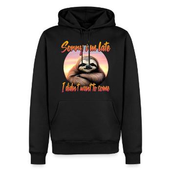 Grimmiges Faultier - Männer Premium Bio Hoodie - Schwarz - Vorne - Nico (187cm)