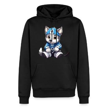 Husky joue au hockey sur glace, à la conception sportive de chiens - Sweat à capuche Premium bio Homme - noir - Devant - Nico (187cm)