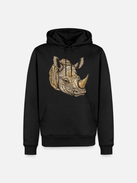 Nashorn Portrait - Männer Premium Bio Hoodie - Schwarz