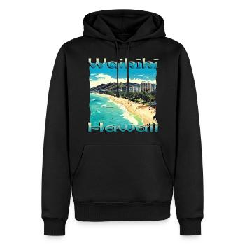 Hawaii Waikiki Beach O'ahu Honolulu Design - Männer Premium Bio Hoodie - Schwarz - Vorne - Nico (187cm)