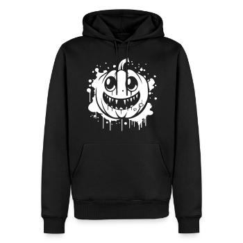 Kürbis Gruselig Halloween Silhouette - Männer Premium Bio Hoodie - Schwarz - Vorne - Nico (187cm)