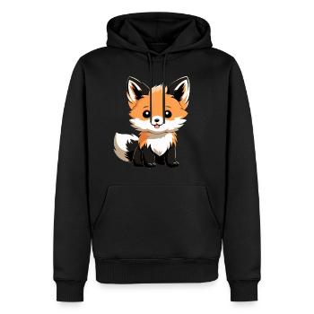 Renard mignon - Sweat à capuche Premium bio Homme - noir - Devant - Nico (187cm)