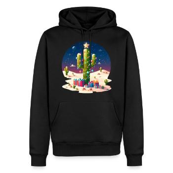 Noël du désert - cactus, arbre de Noël et - Sweat à capuche Premium bio Homme - noir - Devant - Nico (187cm)