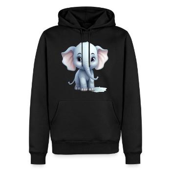 Bébé éléphant mignon - Sweat à capuche Premium bio Homme - noir - Devant - Nico (187cm)