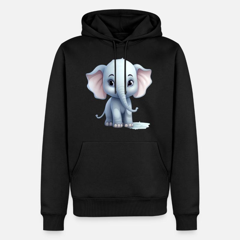 Bébé éléphant mignon - Sweat à capuche Premium bio Homme - noir