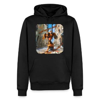 Drôle de chien teckel - Sweat à capuche Premium bio Homme - noir - Devant - Nico (187cm)