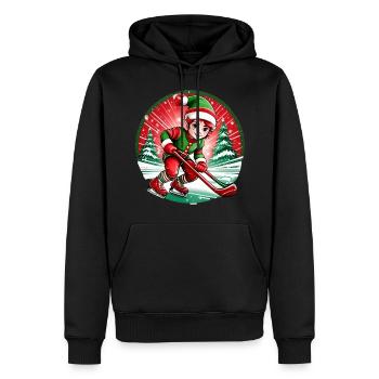 Christmas Elf Ice Hockey - Men’s Premium Organic Hoodie - black - Front - Nico (187cm)