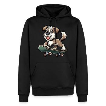 Cute Skater Dog - Männer Premium Bio Hoodie - Schwarz - Vorne - Nico (187cm)