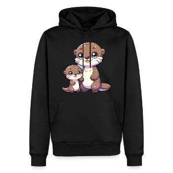 Niedliche Otterfamilie Cartoon Illustration - Männer Premium Bio Hoodie - Schwarz - Vorne - Nico (187cm)