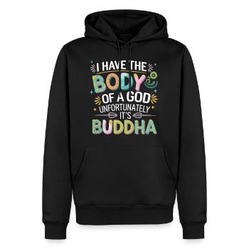 I Have The Body Of A God Unfortunately Its Buddha4 - Männer Premium Bio Hoodie - Schwarz - Vorne - Nico (187cm)