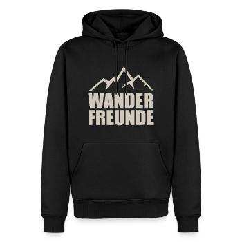 Wanderfreunde, Berg Silhouette. Hobby und Freizeit - Männer Premium Bio Hoodie - Schwarz - Vorne - Nico (187cm)