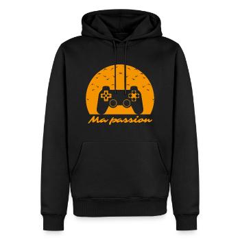 Ma passion la console - Sweat à capuche Premium bio Homme - noir - Devant - Nico (187cm)