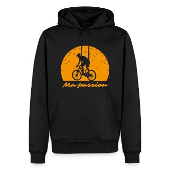 Ma passion le vélo - Sweat à capuche Premium bio Homme - noir - Devant - Nico (187cm)
