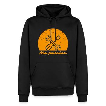 Ma passion le bricolage - humour - Sweat à capuche Premium bio Homme - noir - Devant - Nico (187cm)