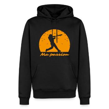 Ma passion le baseball - humour - Sweat à capuche Premium bio Homme - noir - Devant - Nico (187cm)