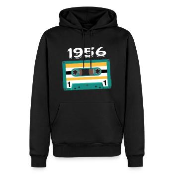 Kassette 1956 Jahrgang Jubiläum 1956 - Männer Premium Bio Hoodie - Schwarz - Vorne - Nico (187cm)