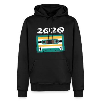 Kassette 2020 Jahrgang Jubiläum 2020 - Männer Premium Bio Hoodie - Schwarz - Vorne - Nico (187cm)
