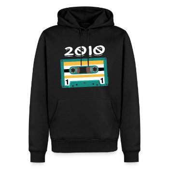 Cassette 2010 Vintage Anniversaire 2010 - Sweat à capuche Premium bio Homme - noir - Devant - Nico (187cm)