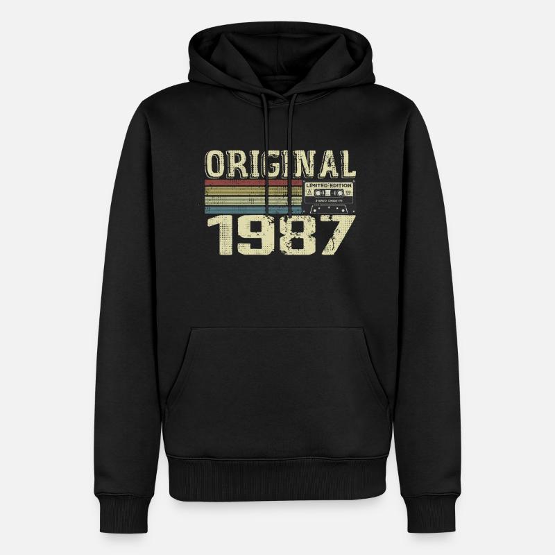 1987 Fêtes D’anniversaire - Cadeau Retro 1987 - Sweat à capuche Premium bio Homme - noir