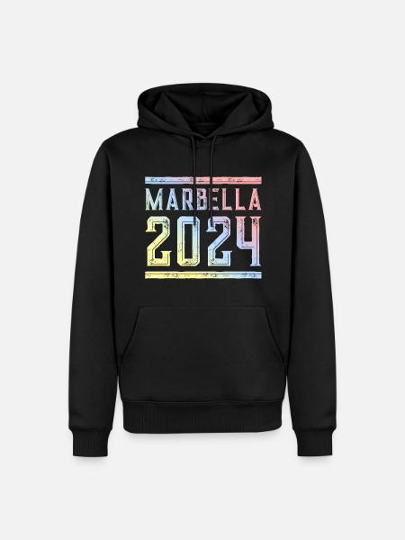 Marbella 2024 Bunt - Männer Premium Bio Hoodie - Schwarz