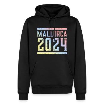 Mallorca 2024 Bunt - Männer Premium Bio Hoodie - Schwarz - Vorne - Nico (187cm)