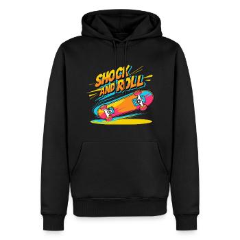 Stylisches Skateboard-Design mit Retro-Vibes - Männer Premium Bio Hoodie - Schwarz - Vorne - Nico (187cm)