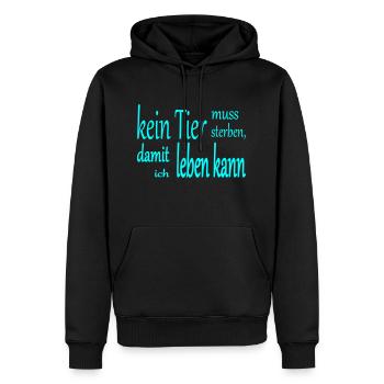 kein Tier muss sterben, damit ich leben kann - Männer Premium Bio Hoodie - Schwarz - Vorne - Nico (187cm)