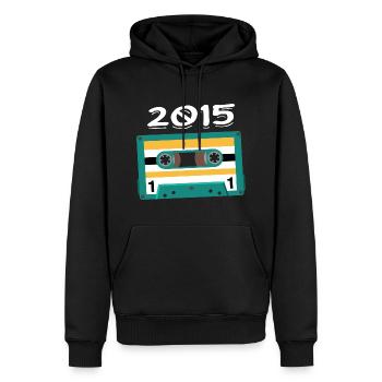 Cassette 2015 Vintage Anniversaire 2015 - Sweat à capuche Premium bio Homme - noir - Devant - Nico (187cm)