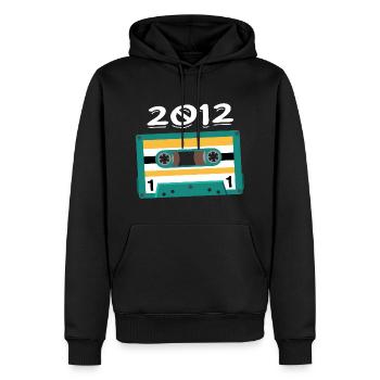 Cassette 2012 Vintage Anniversaire 2012 - Sweat à capuche Premium bio Homme - noir - Devant - Nico (187cm)