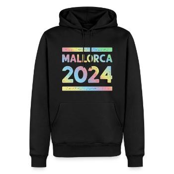 Majorque 2024 Équipe de vacances colorée - Sweat à capuche Premium bio Homme - noir - Devant - Nico (187cm)