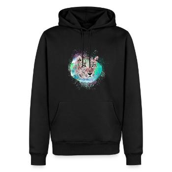 jaguar,wildkatze,leopard,graffiti,bunt - Männer Premium Bio Hoodie - Schwarz - Vorne - Nico (187cm)