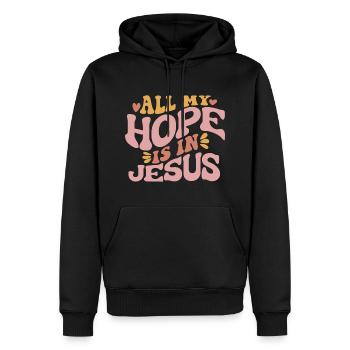 All My Hope Is In Jesus - Männer Premium Bio Hoodie - Schwarz - Vorne - Nico (187cm)