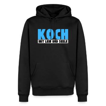 Koch mit Leib und Seele - Männer Premium Bio Hoodie - Schwarz - Vorne - Nico (187cm)