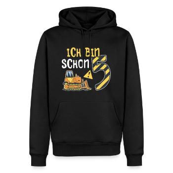 Planierraupe 5. Geburtstag Junge Bauarbeiter - Männer Premium Bio Hoodie - Schwarz - Vorne - Nico (187cm)