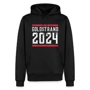 Vacances des Sables d’Or 2024 - Sweat à capuche Premium bio Homme - noir - Devant - Nico (187cm)