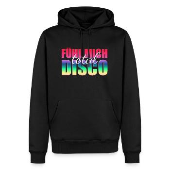 FÜHL MICH TOTAL DISCO - GUTE LAUNE - GUTE STIMMUNG - Männer Premium Bio Hoodie - Schwarz - Vorne - Nico (187cm)
