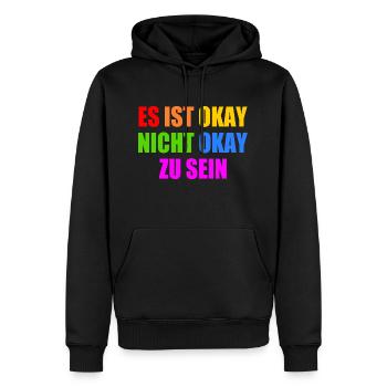 es ist okay nicht okay zu sein - Männer Premium Bio Hoodie - Schwarz - Vorne - Nico (187cm)