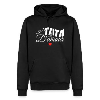 Tata D'amour - Sweat à capuche Premium bio Homme - noir - Devant - Nico (187cm)
