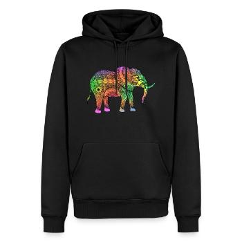 Éléphant spirituel - Sweat à capuche Premium bio Homme - noir - Devant - Nico (187cm)