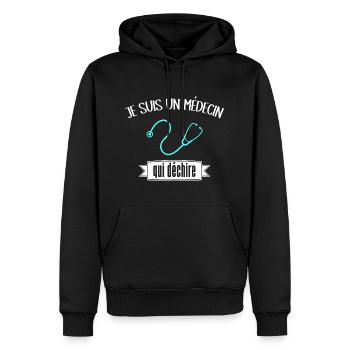 Je suis un médecin qui déchire - Sweat à capuche Premium bio Homme - noir - Devant - Nico (187cm)