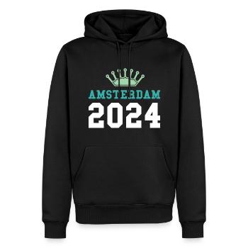 Amsterdam 2024 Krone - Männer Premium Bio Hoodie - Schwarz - Vorne - Nico (187cm)