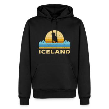 Island Papageientaucher Iceland Puffin Retro - Männer Premium Bio Hoodie - Schwarz - Vorne - Nico (187cm)